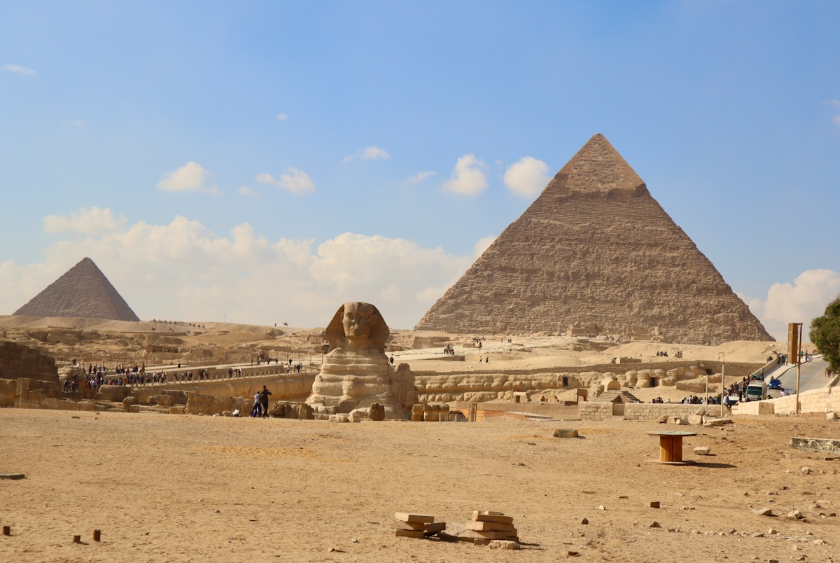 The Pyramids of Giza at dusk, the centrepiece of Egypt's tourism boom