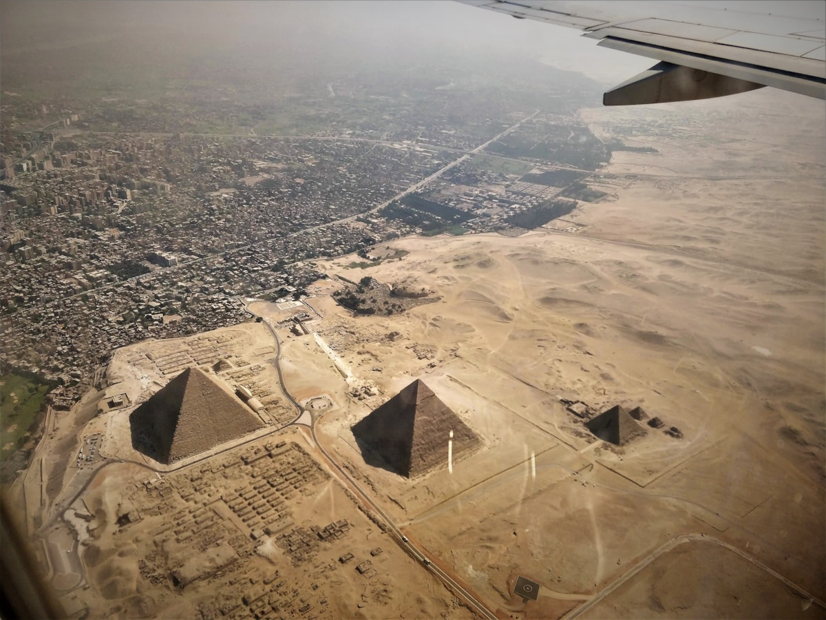 Aerial view of the pyramids near Cairo